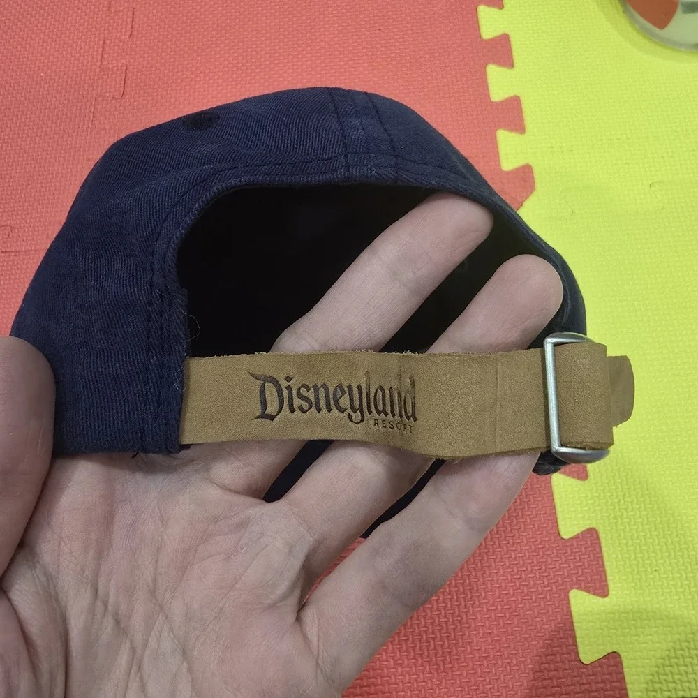 Vintage Disneyland Resort Mickey Mouse‎ Hat Navy Blue 1928 Leather Strap Cap...